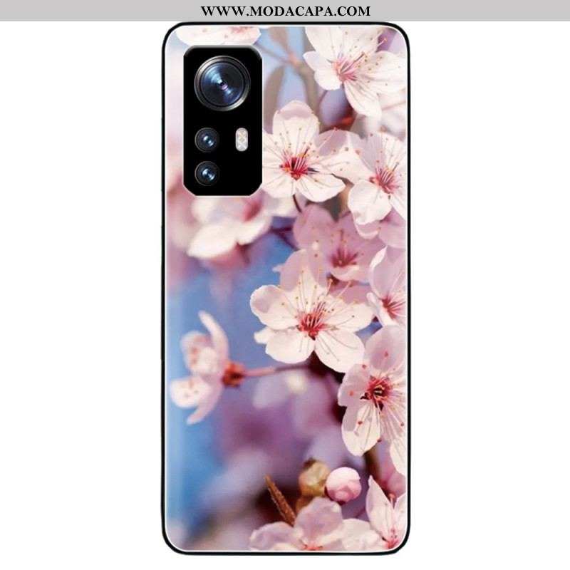 Capa Para Xiaomi 12 / 12X Flores Realistas De Vidro Temperado