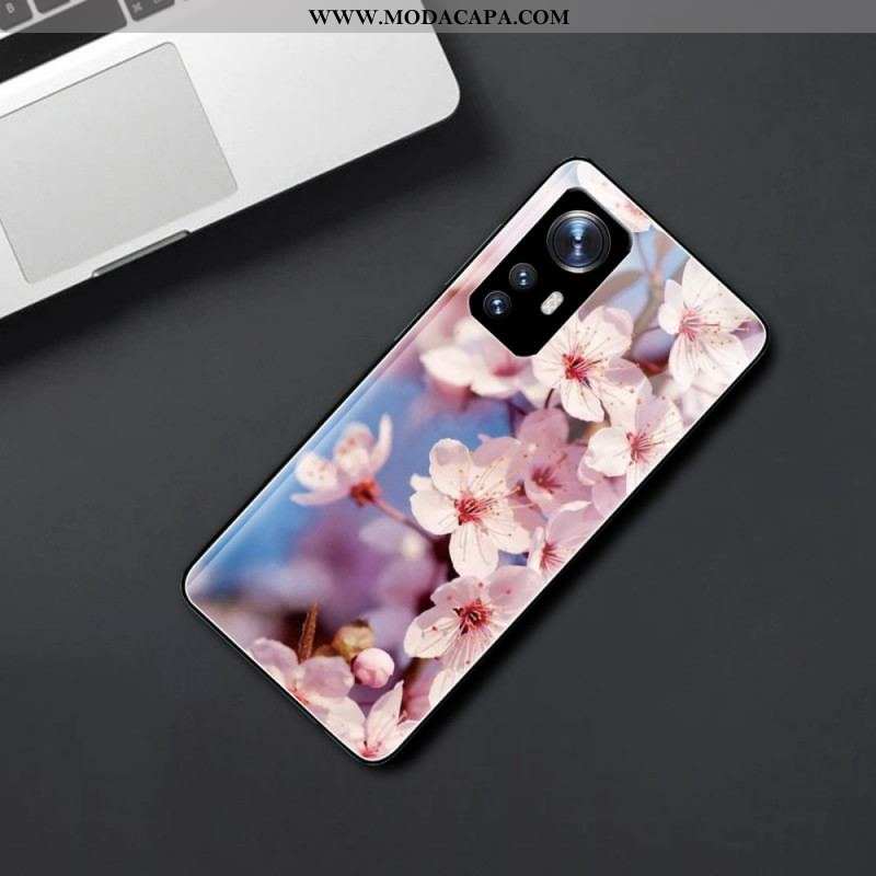 Capa Para Xiaomi 12 / 12X Flores Realistas De Vidro Temperado