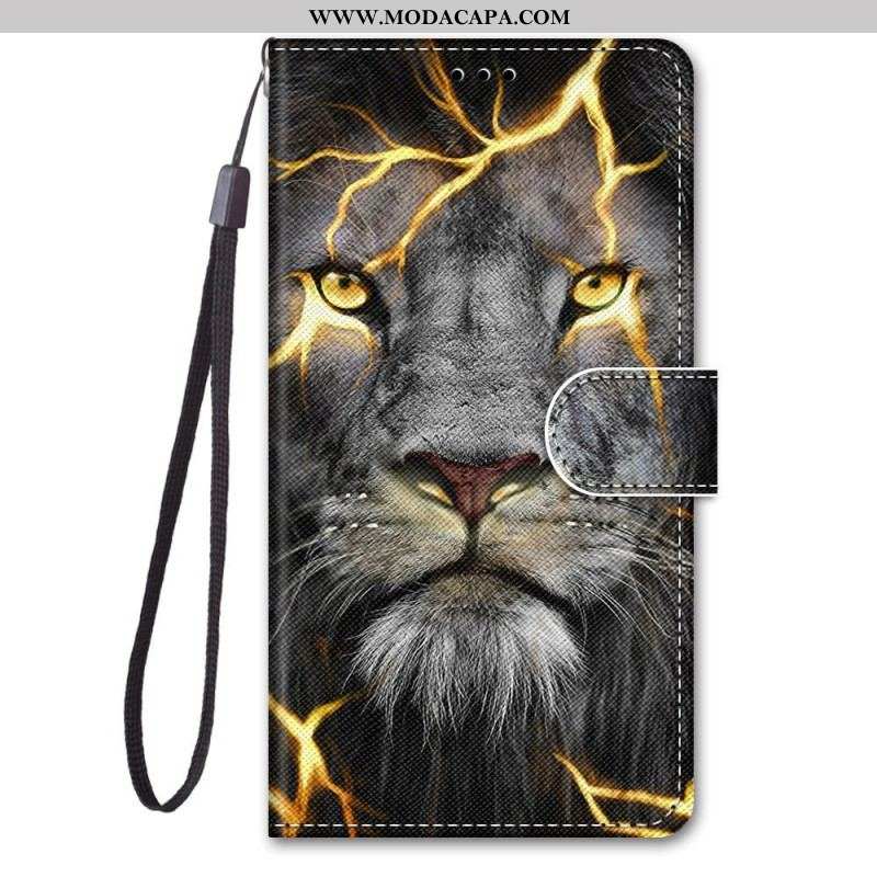 Capa De Couro Para Xiaomi 12 / 12X De Cordão Felino Com Alça