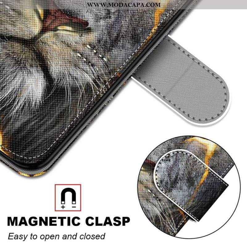 Capa De Couro Para Xiaomi 12 / 12X De Cordão Felino Com Alça