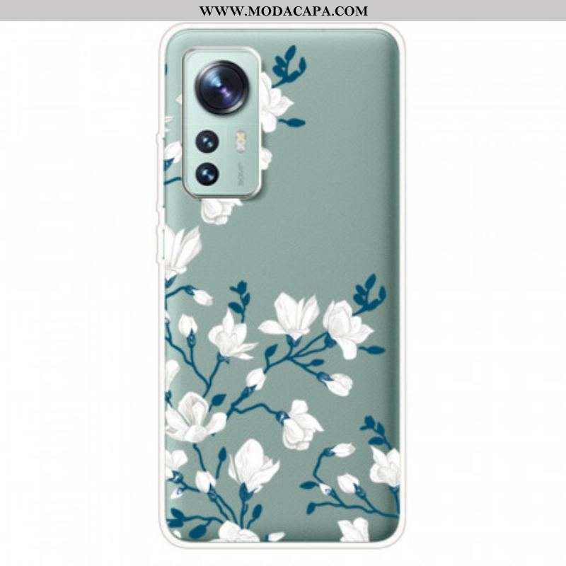 Capa Para Xiaomi 12 Pro Flores Brancas De Silicone