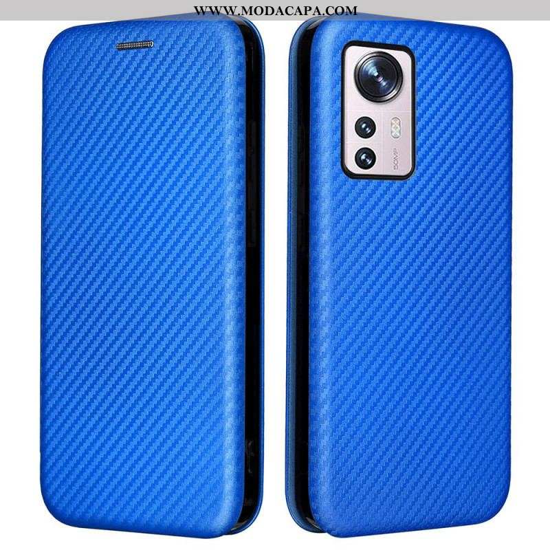 Capa De Celular Para Xiaomi 12 Pro Flip Silicone De Carbono Colorido