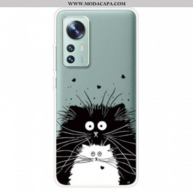 Capa Para Xiaomi 12 Pro Gatos Preto E Branco De Silicone