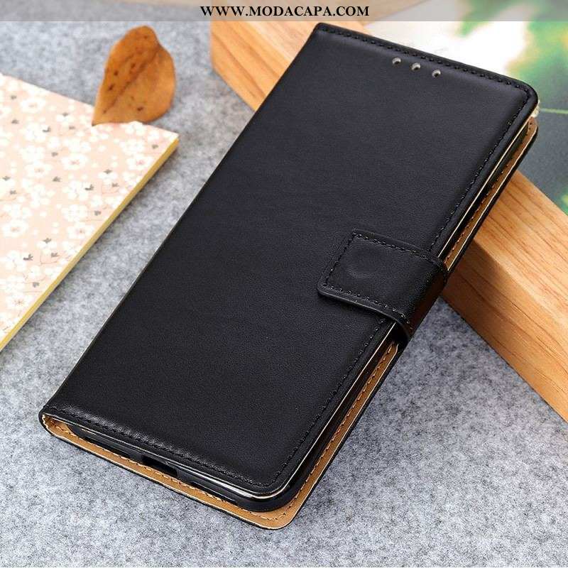 Capa Flip Para Xiaomi 12 Pro Couro Sintético Liso