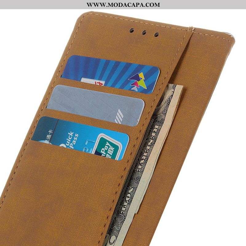 Capa Flip Para Xiaomi 12 Pro Couro Sintético Liso