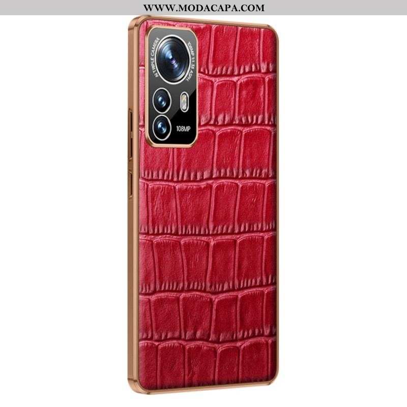 Capa Para Xiaomi 12 Pro Couro Estilo Crocodilo