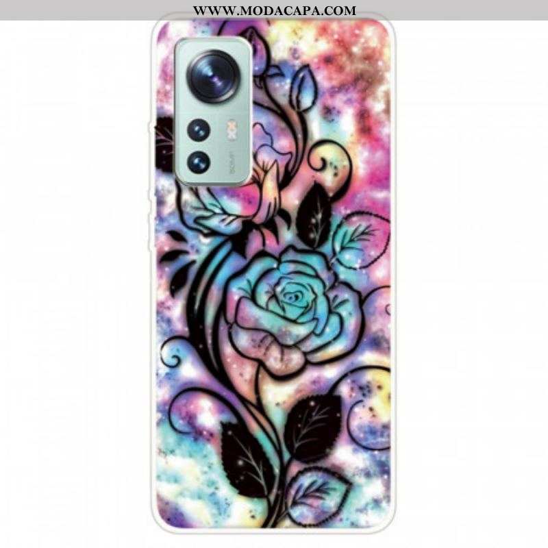 Capa Para Xiaomi 12 Pro Gráfico Floral Silicone