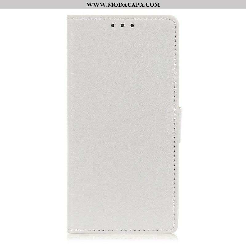 Capa Folio Para Xiaomi 12 Pro Efeito Couro Brilhante Simples