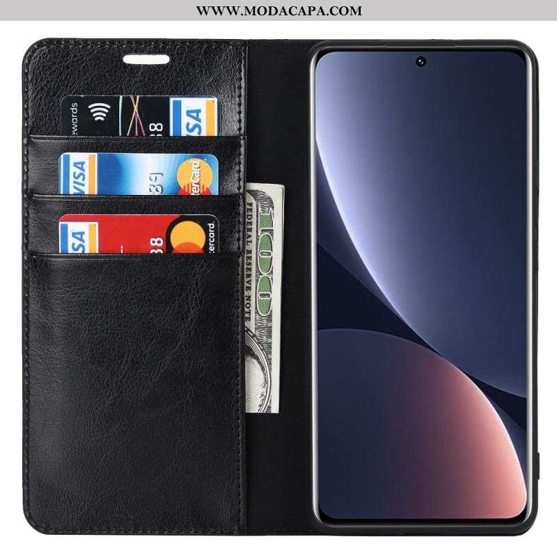 Capa De Celular Para Xiaomi 12 Pro Flip Couro Legitimo