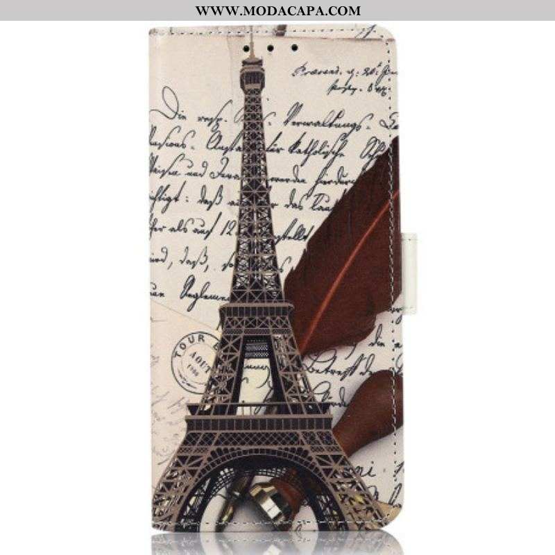 Capa De Couro Para Xiaomi 12T / 12T Pro Torre Eiffel Do Poeta