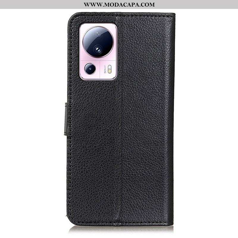 Capa Flip Para Xiaomi 13 Lite Couro Falso Tradicional