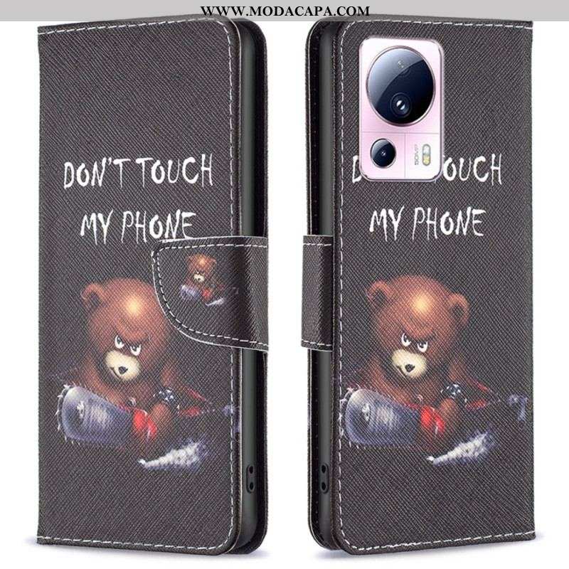 Capa De Couro Para Xiaomi 13 Lite Urso Perigoso