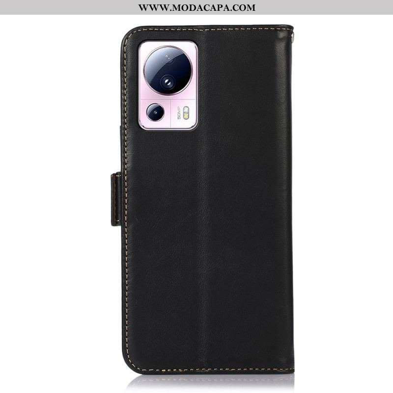 Capa De Couro Para Xiaomi 13 Lite Função Rfid De Couro Genuíno