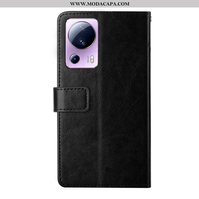 Capa Flip Para Xiaomi 13 Lite De Cordão Design Y Strappy