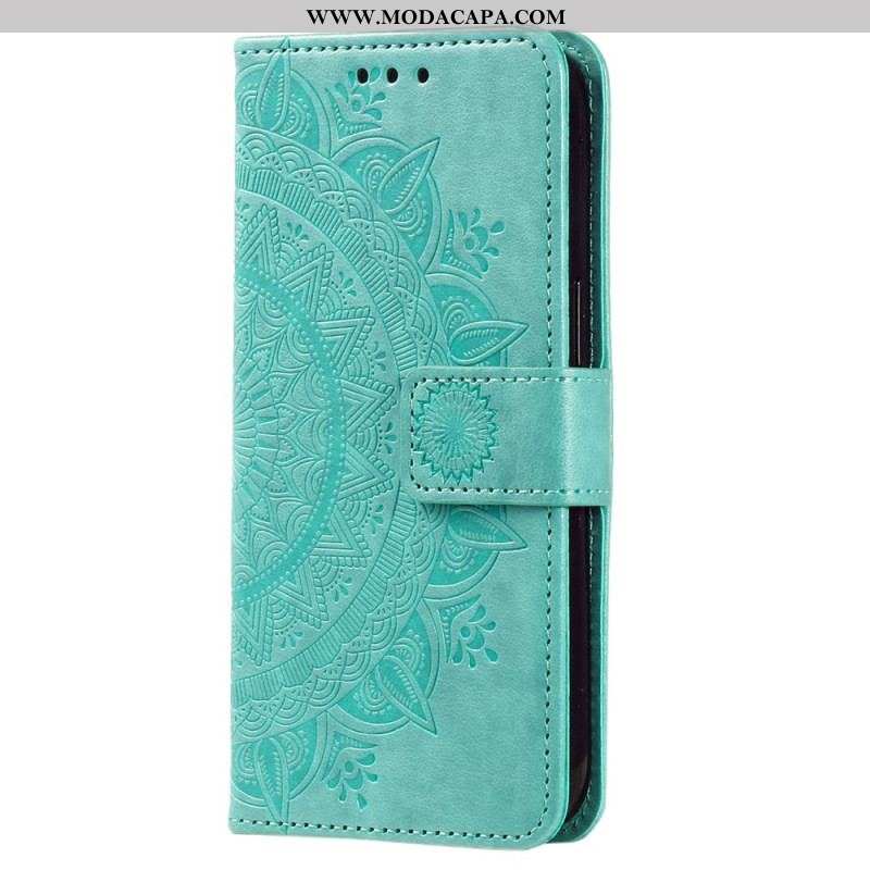 Capa De Couro Para Xiaomi 13 Lite Mandala Sol Com Cordão