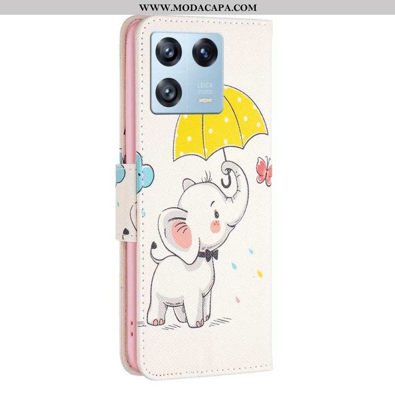 Capa Flip Para Xiaomi 13 Pro Guarda-chuva Borboleta