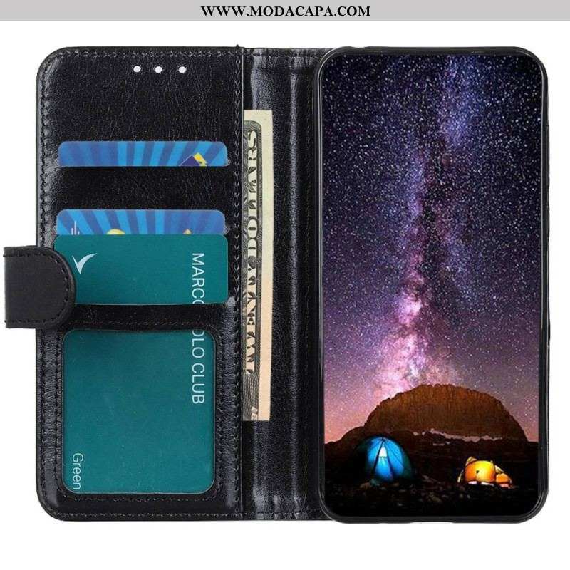 Capa Folio Para Xiaomi 13 Pro Couro Envernizado Falso