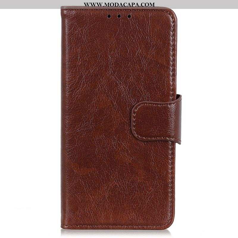 Capa Flip Para Xiaomi 13 Pro Couro Napa Rachado