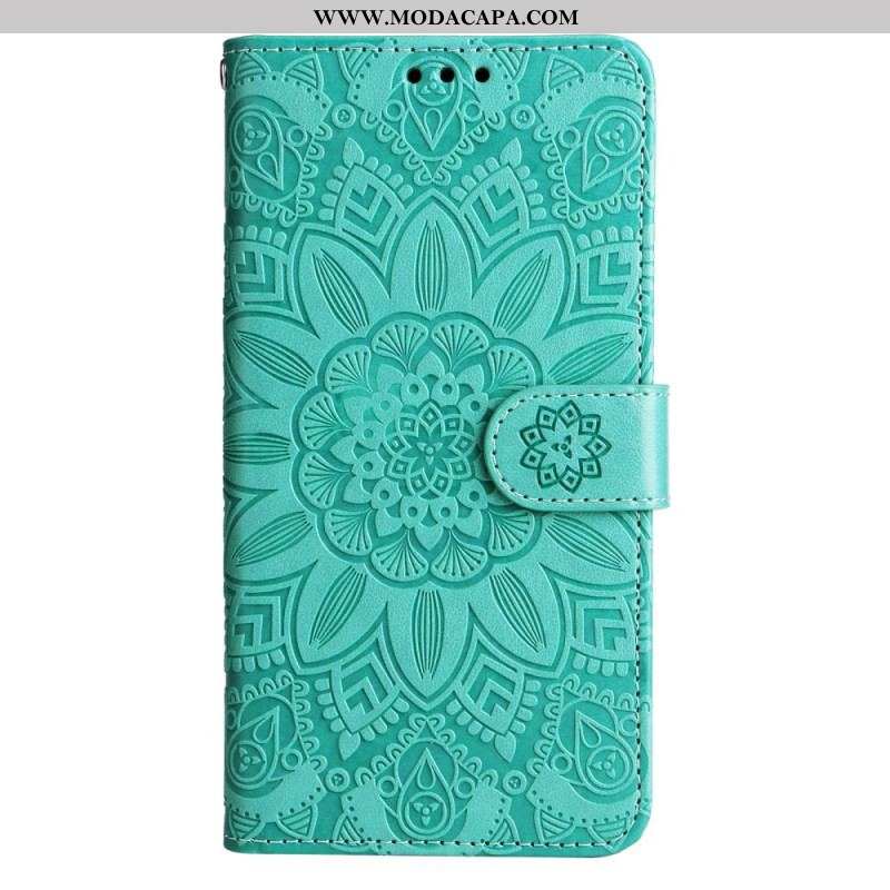 Capa Folio Para Xiaomi 13 Pro Mandala Sol Com Cordão