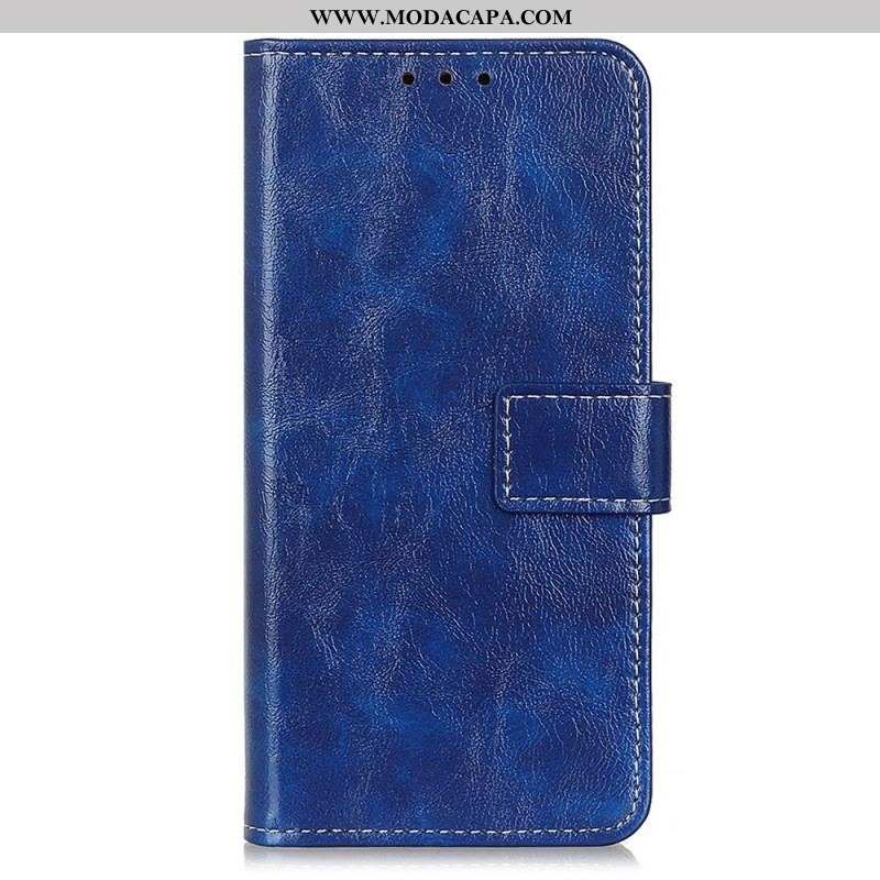 Capa Flip Para Xiaomi 13 Pro Envernizado Com Costuras Visíveis