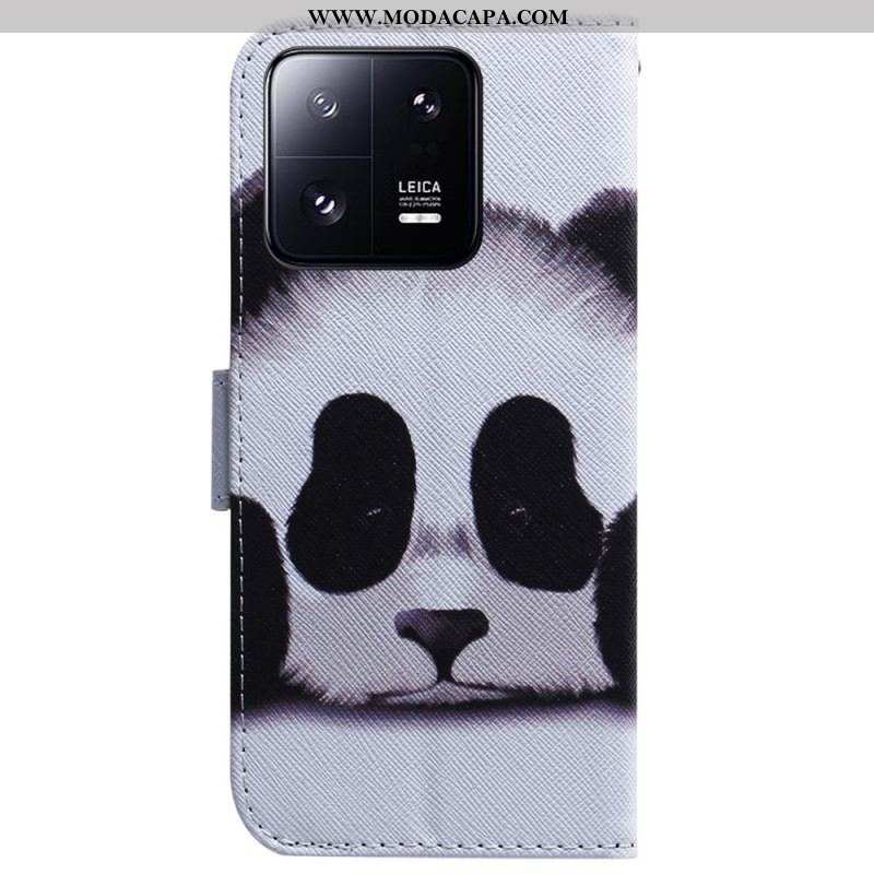 Capa Flip Para Xiaomi 13 Pro De Cordão Strappy Panda