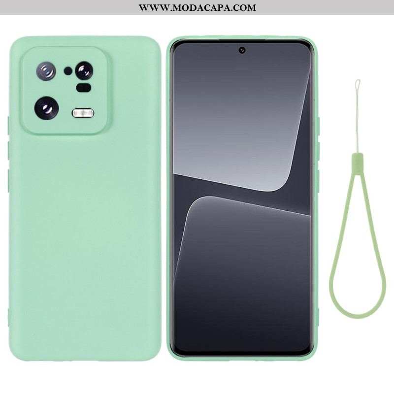 Capa Para Xiaomi 13 Pro Silicone Líquido Com Cordão