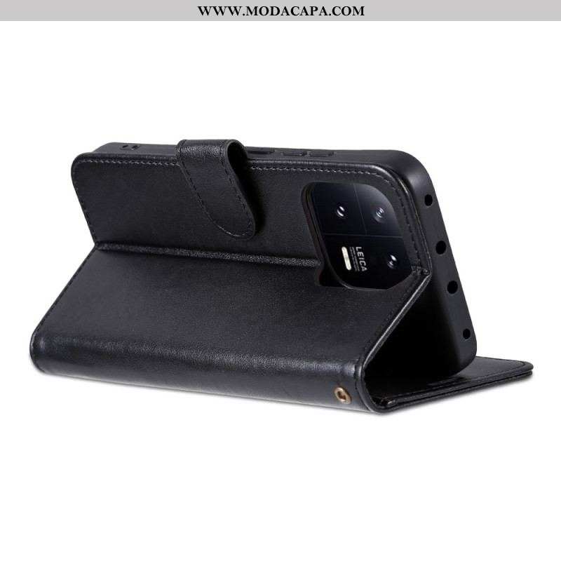 Capa Flip Para Xiaomi 13 Pro Efeito Couro Azns