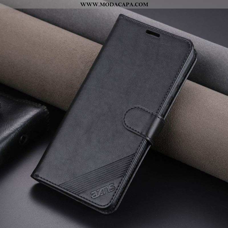 Capa Flip Para Xiaomi 13 Pro Efeito Couro Azns