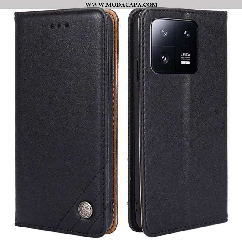 Capa De Celular Para Xiaomi 13 Pro Flip Rebites Decorativos