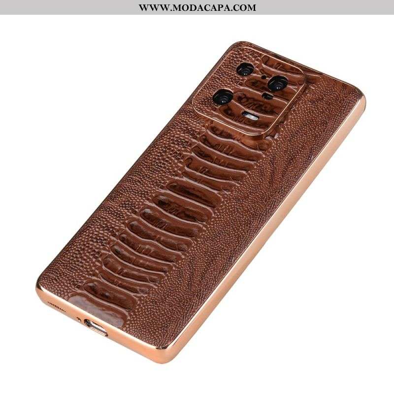 Capa Para Xiaomi 13 Pro Couro Genuíno Estilo Crocodilo