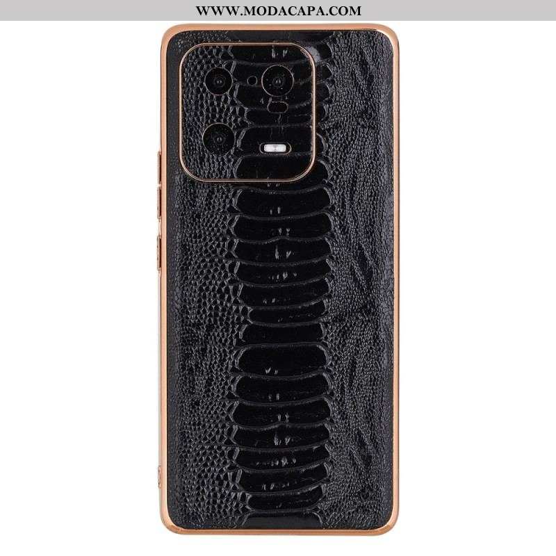 Capa Para Xiaomi 13 Pro Couro Genuíno Estilo Crocodilo