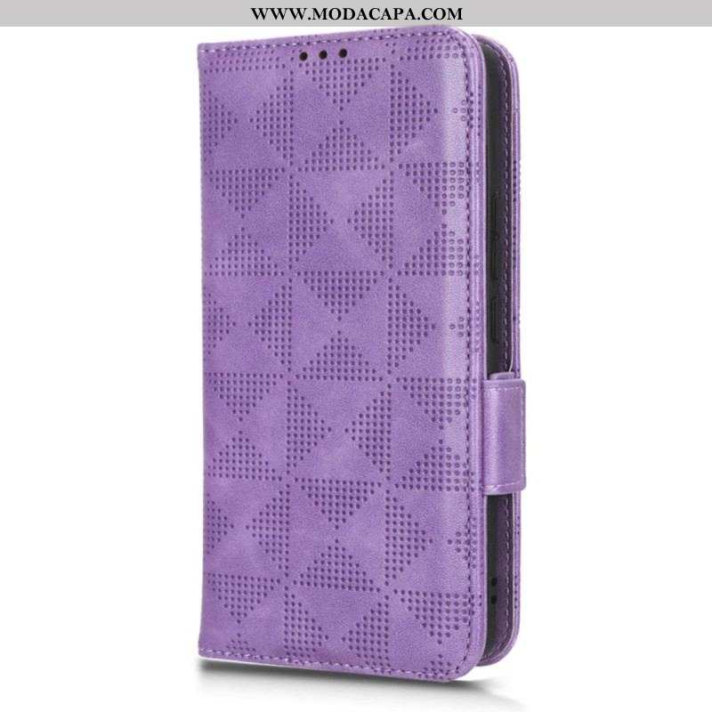 Capa Folio Para Xiaomi 13 Pro Triângulos Com Cordão