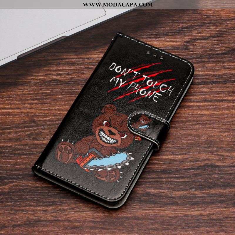 Capa De Couro Para Xiaomi Redmi A1 De Cordão Urso Tanga Furioso