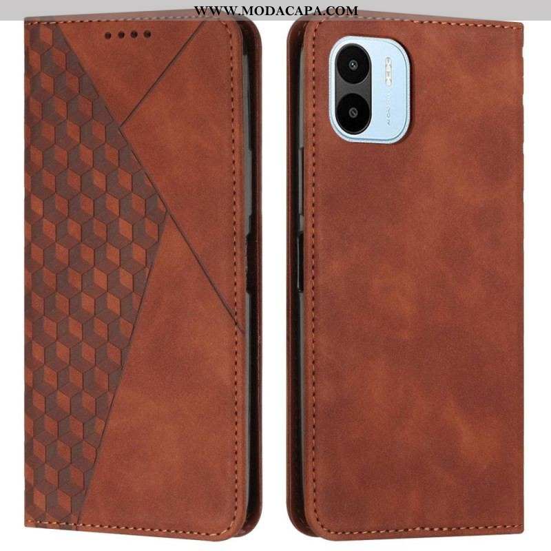 Capa De Celular Para Xiaomi Redmi A1 Flip Toque De Pele Estilo Cúbico