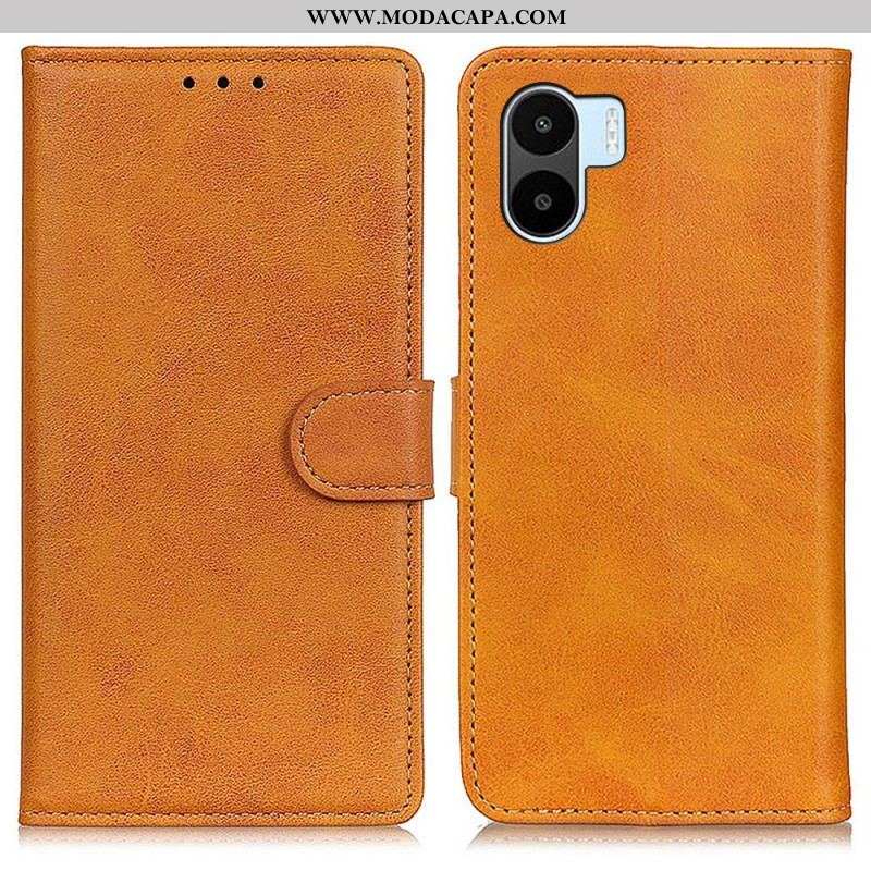 Capa Flip Para Xiaomi Redmi A1 Efeito De Couro Retrô Fosco