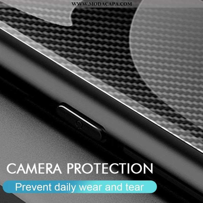 Capa Para Xiaomi Redmi A1 Vidro Temperado De Fibra De Carbono Clássico