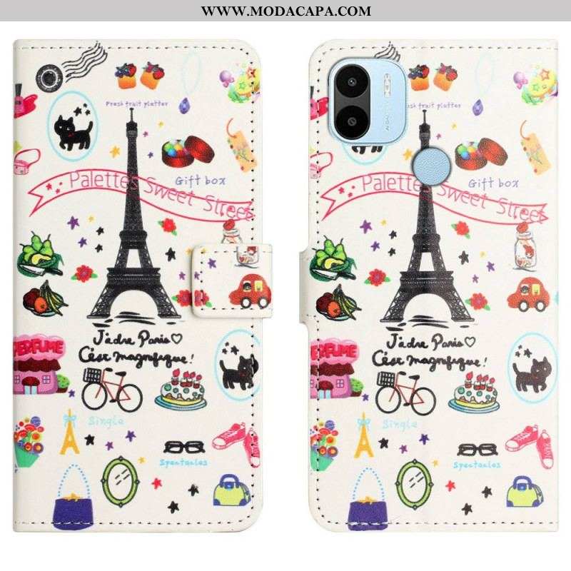 Capa De Couro Para Xiaomi Redmi A1 Paris Comemora