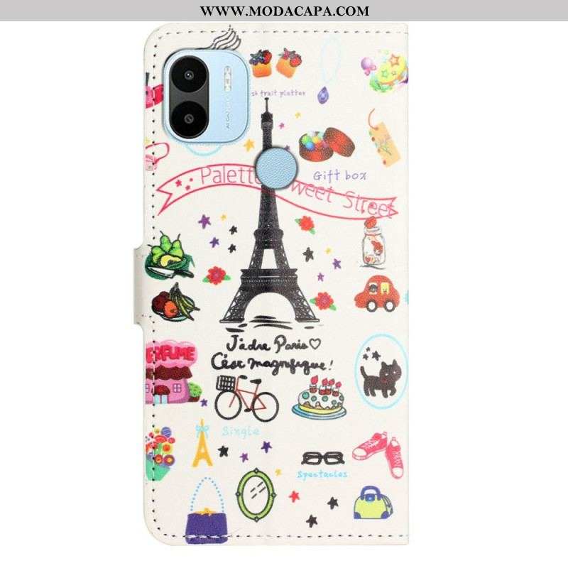 Capa De Couro Para Xiaomi Redmi A1 Paris Comemora