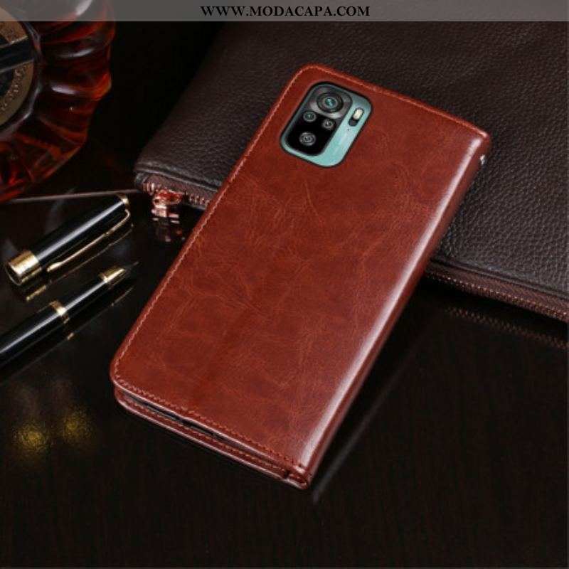 Capa De Couro Para Xiaomi Redmi Note 10 / 10S Imitação De Couro Idewei