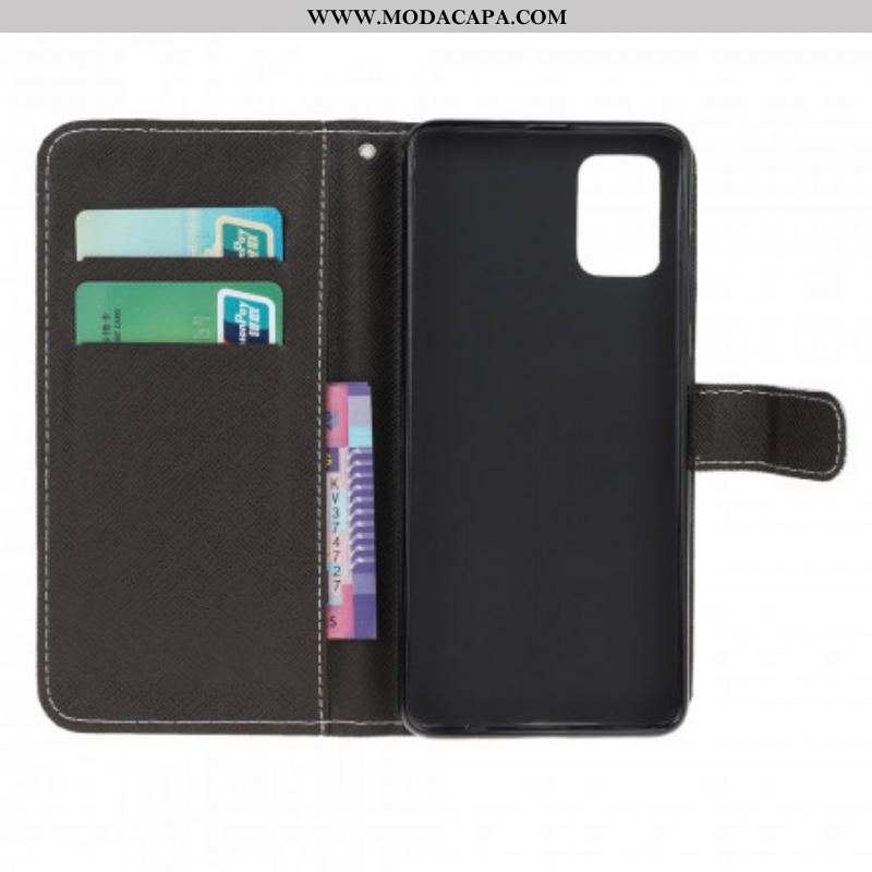 Capa Flip Para Xiaomi Redmi Note 10 / 10S De Cordão Espaço Panda Com Lanyard