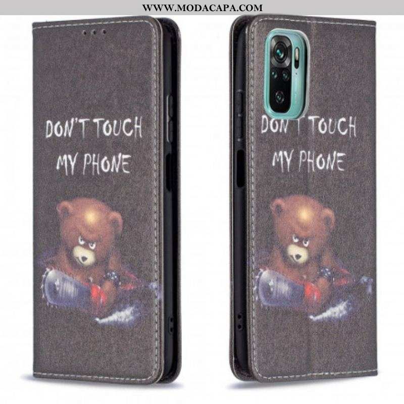 Capa De Celular Para Xiaomi Redmi Note 10 / 10S Flip Urso Perigoso