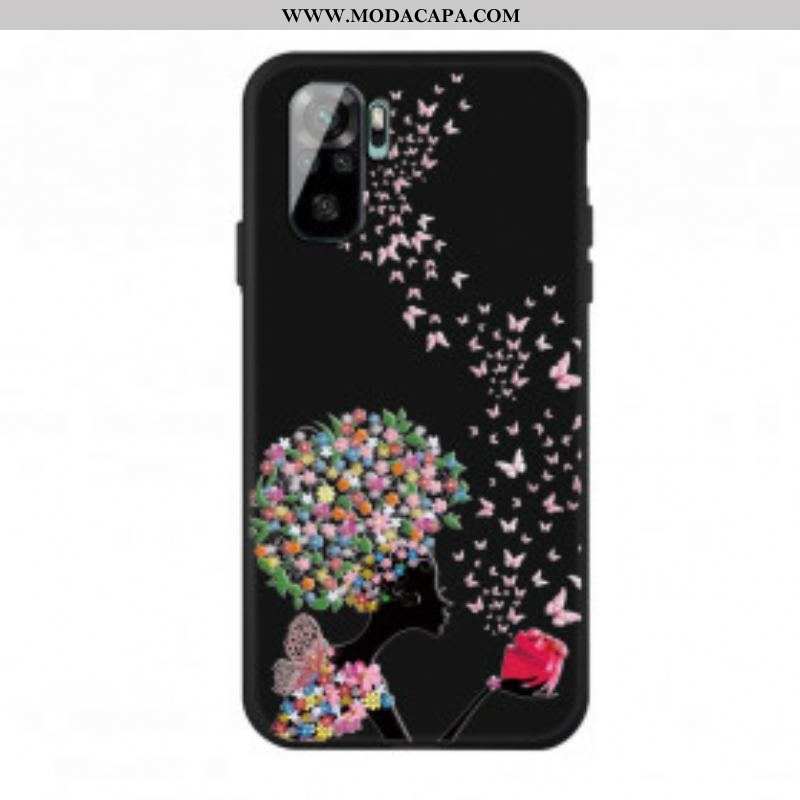 Capa De Celular Para Xiaomi Redmi Note 10 / 10S Mulher Cabeça De Flor