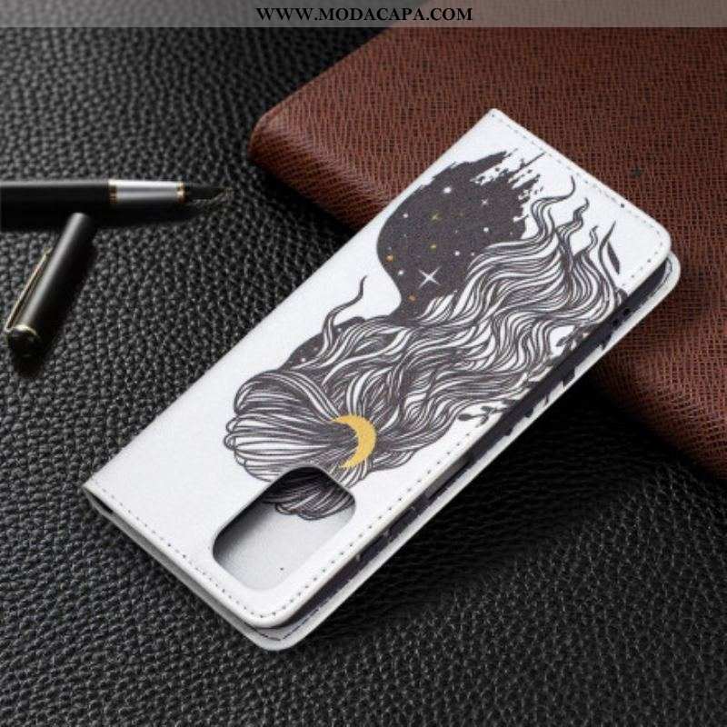 Capa De Celular Para Xiaomi Redmi Note 10 / 10S Flip Cabelo Bonito