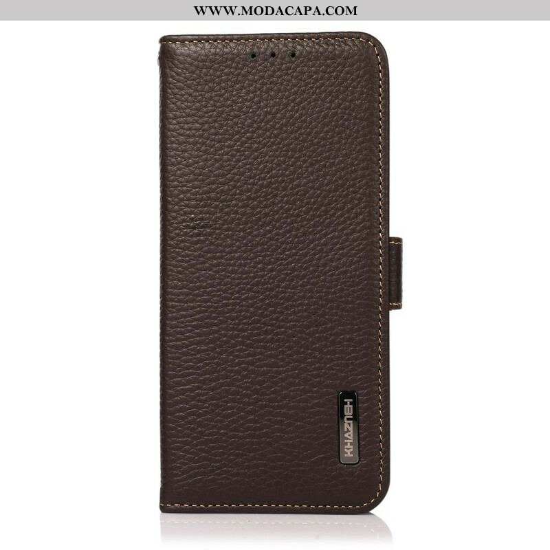 Capa Folio Para Xiaomi Redmi Note 10 / 10S Couro De Lichia Khazneh Rfid