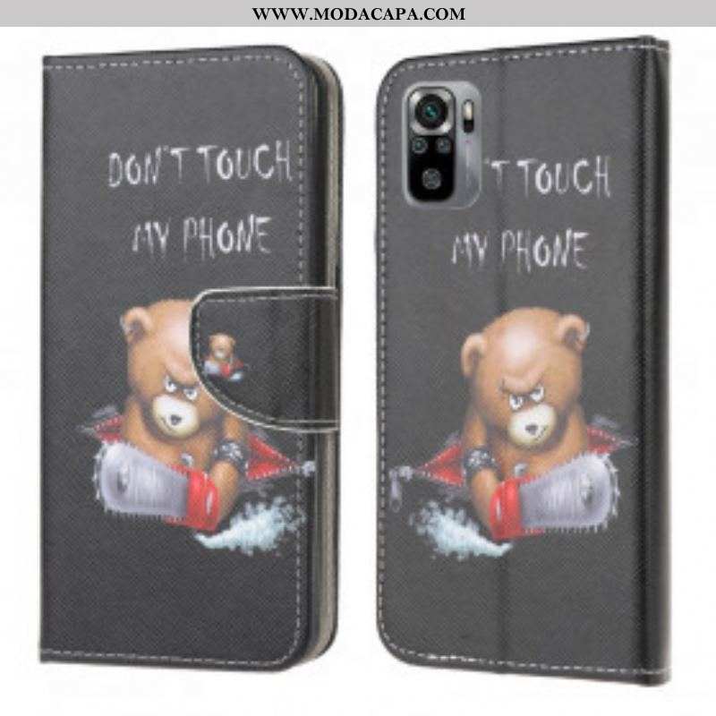 Capa De Couro Para Xiaomi Redmi Note 10 / 10S Urso Perigoso