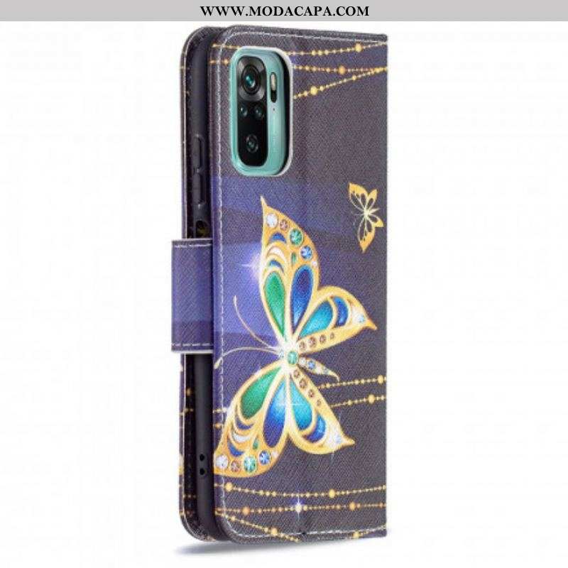 Capa De Couro Para Xiaomi Redmi Note 10 / 10S Borboleta Mágica