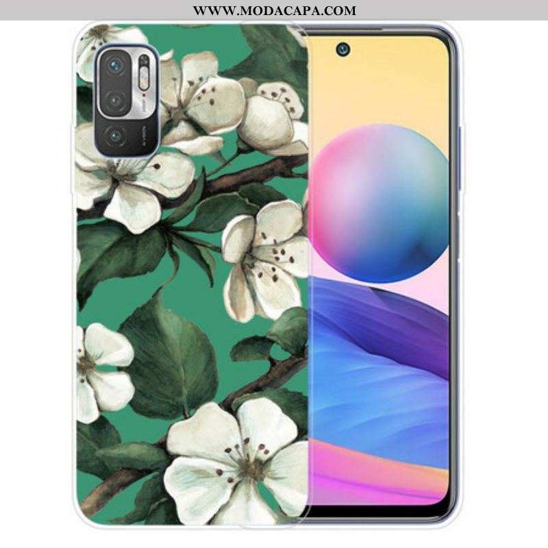 Capa Para Xiaomi Redmi Note 10 5G Flores Brancas Pintadas