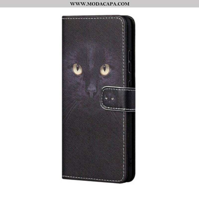 Capa Folio Para Xiaomi Redmi Note 10 5G De Cordão Olhos De Gato Com Tiras