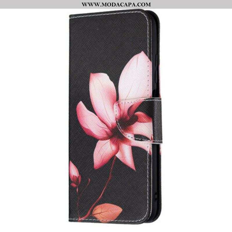 Capa Flip Para Xiaomi Redmi Note 10 5G Flor Rosa