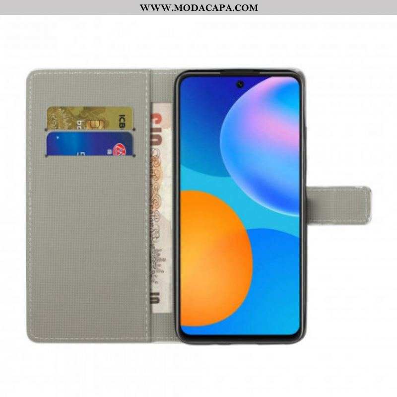 Capa Folio Para Xiaomi Redmi Note 10 Pro Coruja Adormecida